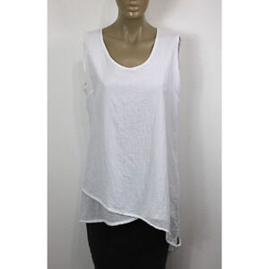 BLANC DU NIL Size T4 M ~ White Cotton Long Tunic Tank Top Layers